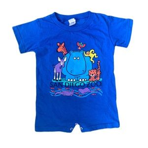 NWOT San Diego Zoo 24 Month Romper Blue Rare Rabbit Skins Cute Animals FrontBack